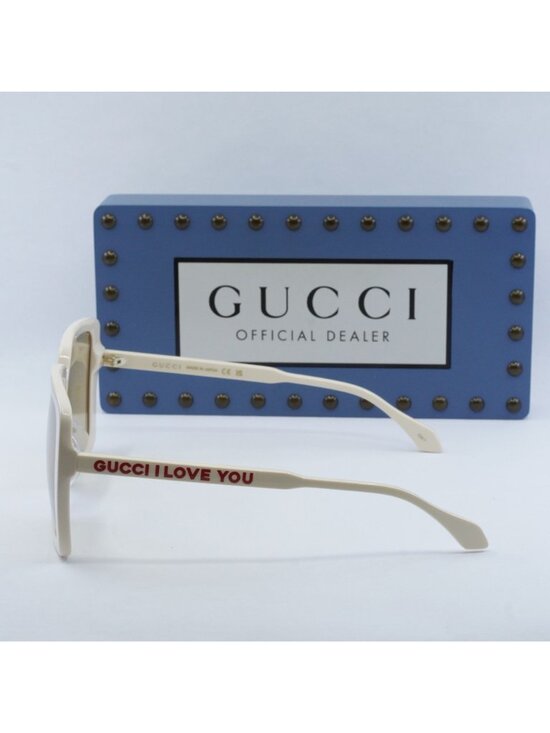 Gucci GG0567SAN 006 Square Women Sunglasses - Ivory / Brown main image 12